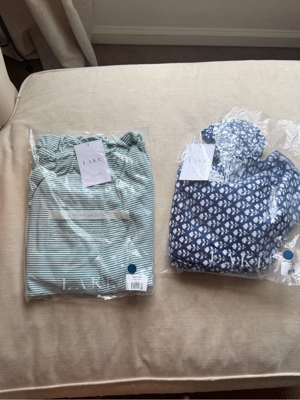 NEW Lake Pajamas Green Striped